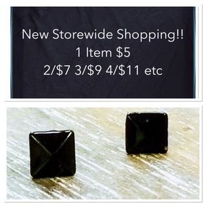 NEW Small 6mm Black Square Stud Earrings